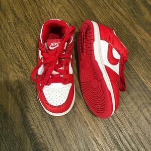 Nike Kids' Red and White Low Dunk Size 11.5C